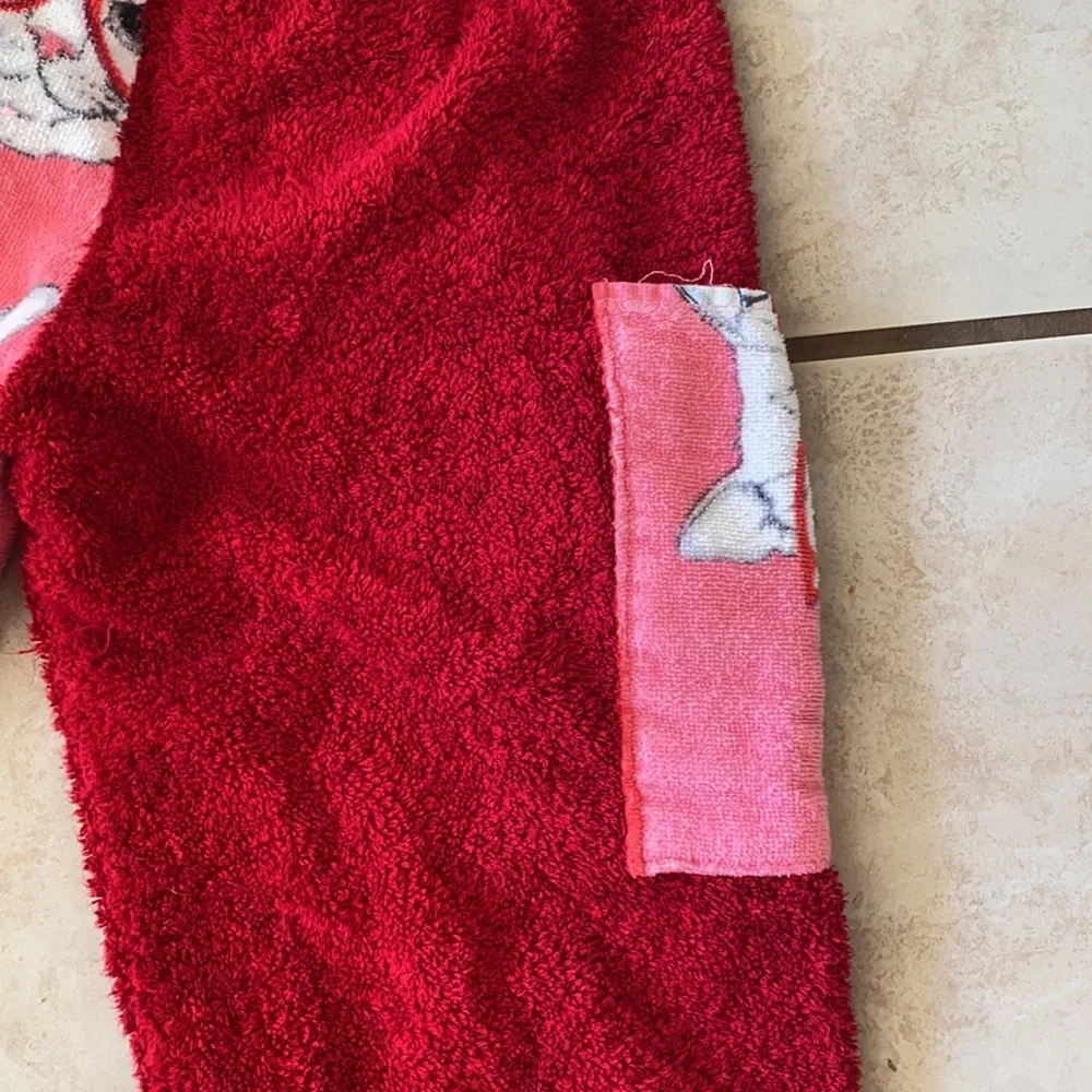 Cozy Pink & Red Cat-Print Fleece Joggers for Kids